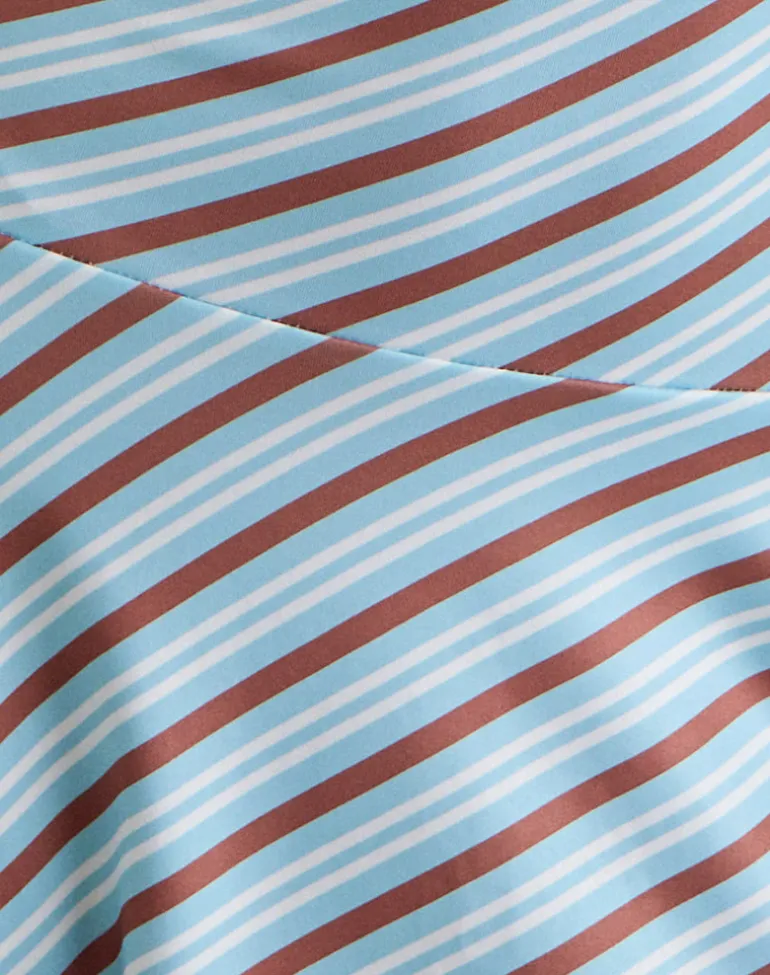 Kagari Mini Dress in Diagonal Stripe Light Blue