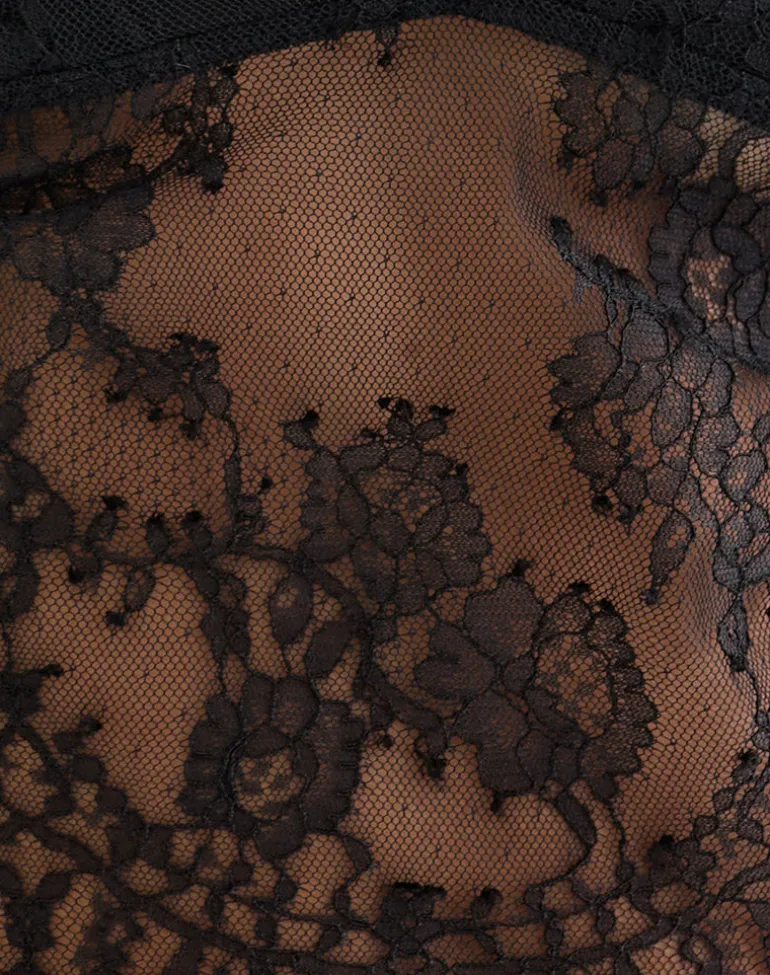 Kaika Plunge Cami Top in Eyelash Lace Black