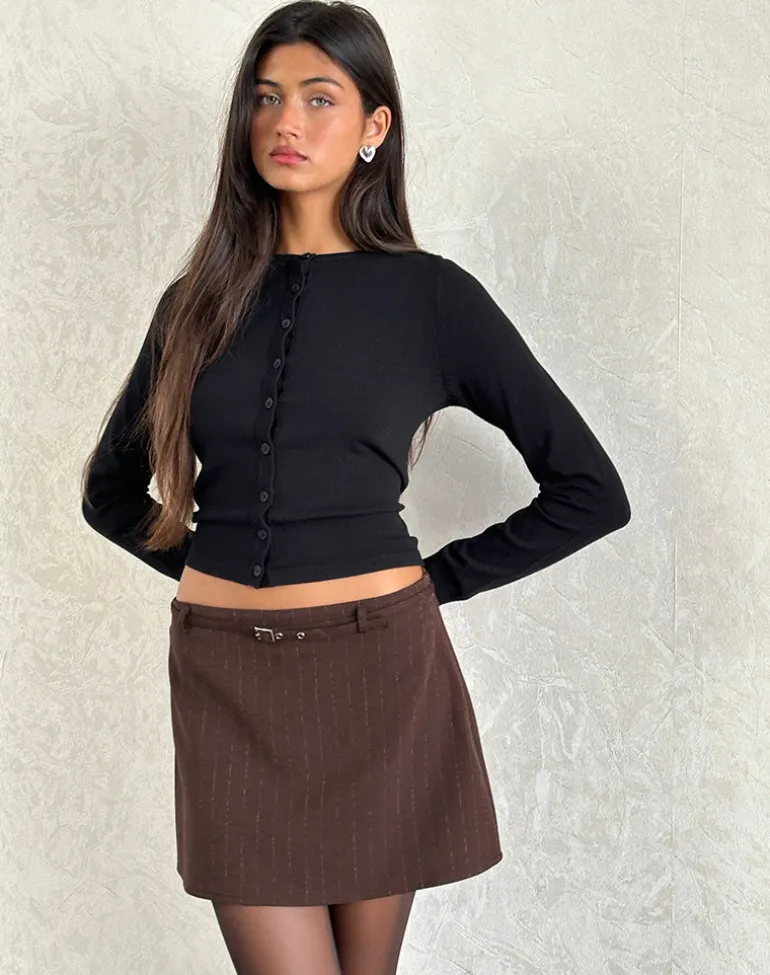 Kaimar Mini Skirt in Pinstripe Brown Tailoring