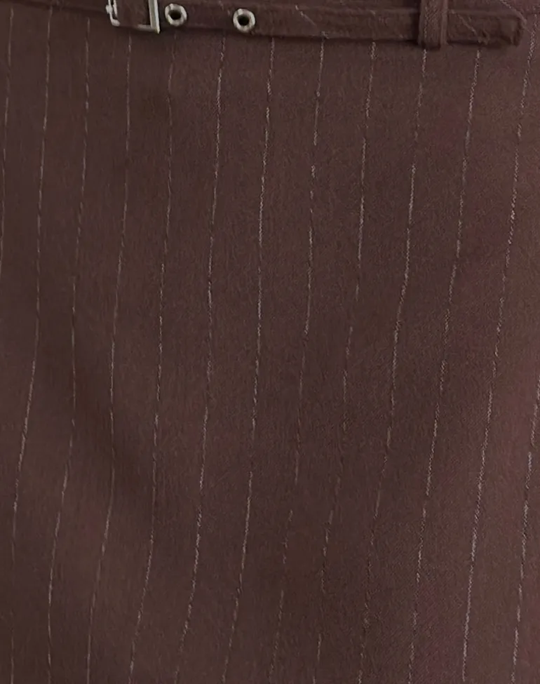 Kaimar Mini Skirt in Pinstripe Brown Tailoring