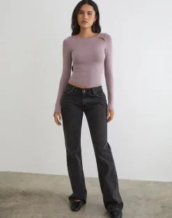 Kalais Long Sleeve Twisted Top in Dusty Mauve