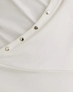 Kalei Cami Top in Rayon Jersey Off White with Studs