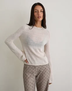 Kaleo Roll Edge Jumper in Knit Ecru
