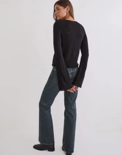 Kaleo Roll Edge Jumper in Knit Black