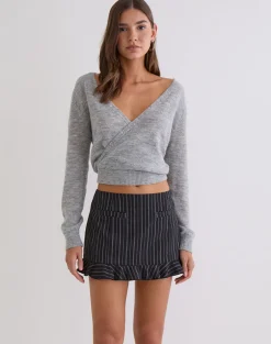 Kalika Mini Skirt in Tailoring Stripe Black