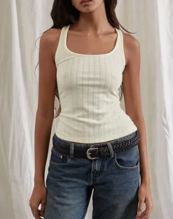 Kalinda Vest Top in Pointelle Ivory
