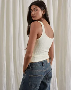 Kalinda Vest Top in Pointelle Ivory