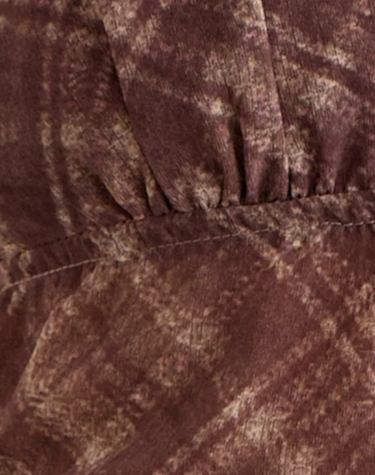Kaluli Halterneck Top in Stone Check Brown
