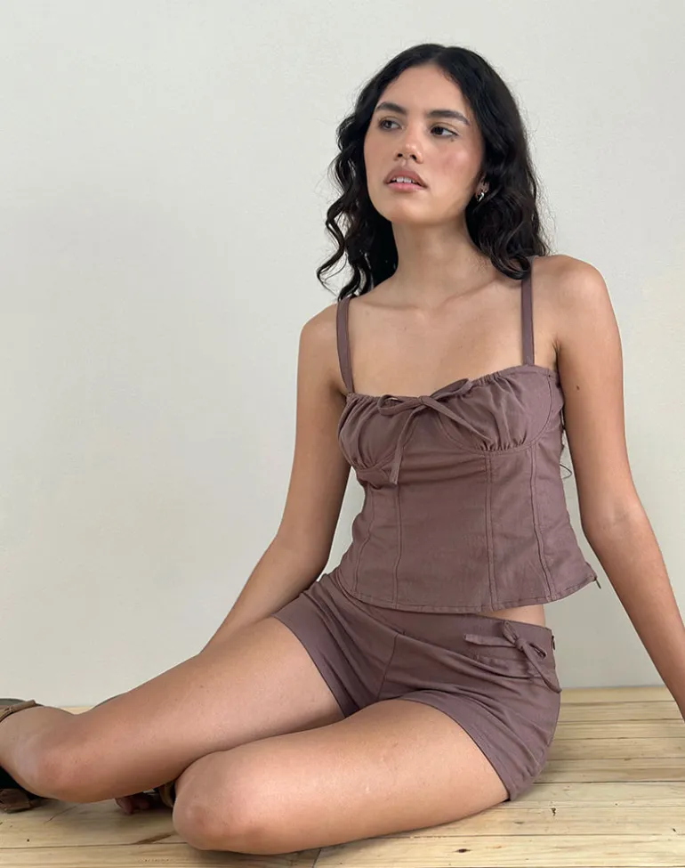Kamden Cami Top in Linen Deep Taupe