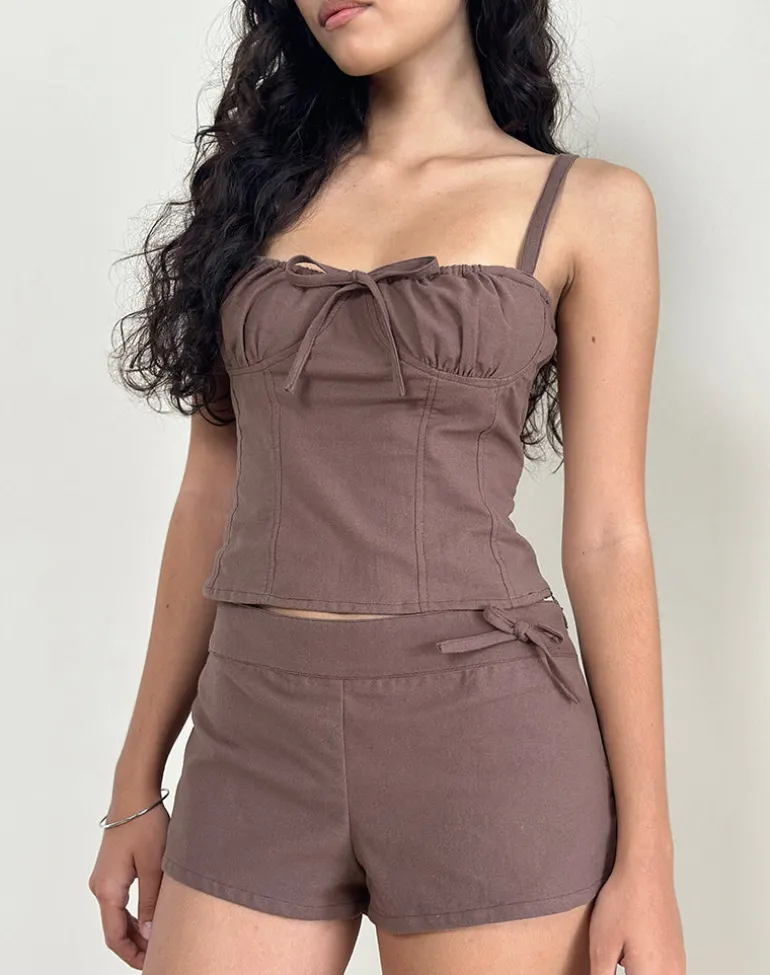 Kamden Cami Top in Linen Deep Taupe