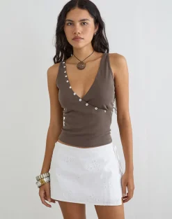 Kanara Wrap Mini Skort in Broderie White