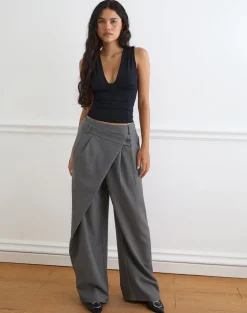 Kanna Asymmetric Trouser in Tailoring Charcoal
