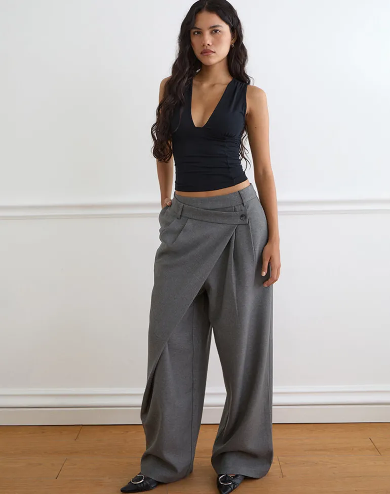 Kanna Asymmetric Trouser in Tailoring Charcoal
