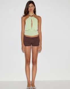 Karise Plunge Top in Cupro Green