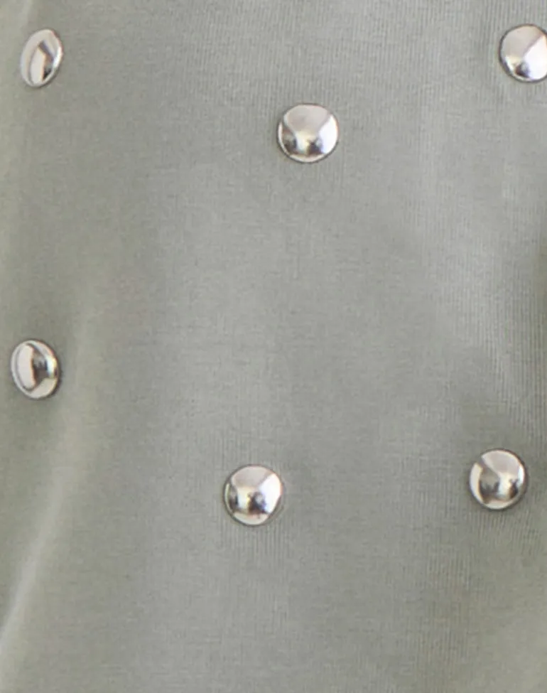 Karise Plunge Top in Cupro Light Grey