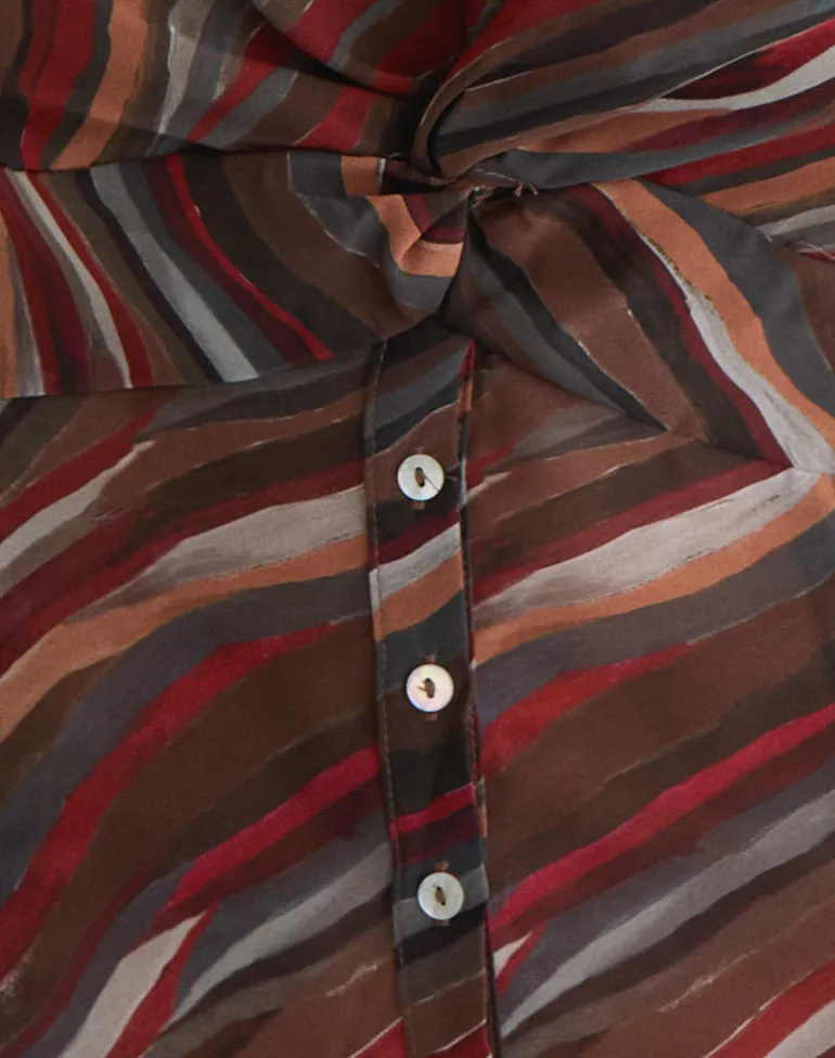 Karisma Shirt in Chiffon 70's Shadow Stripe