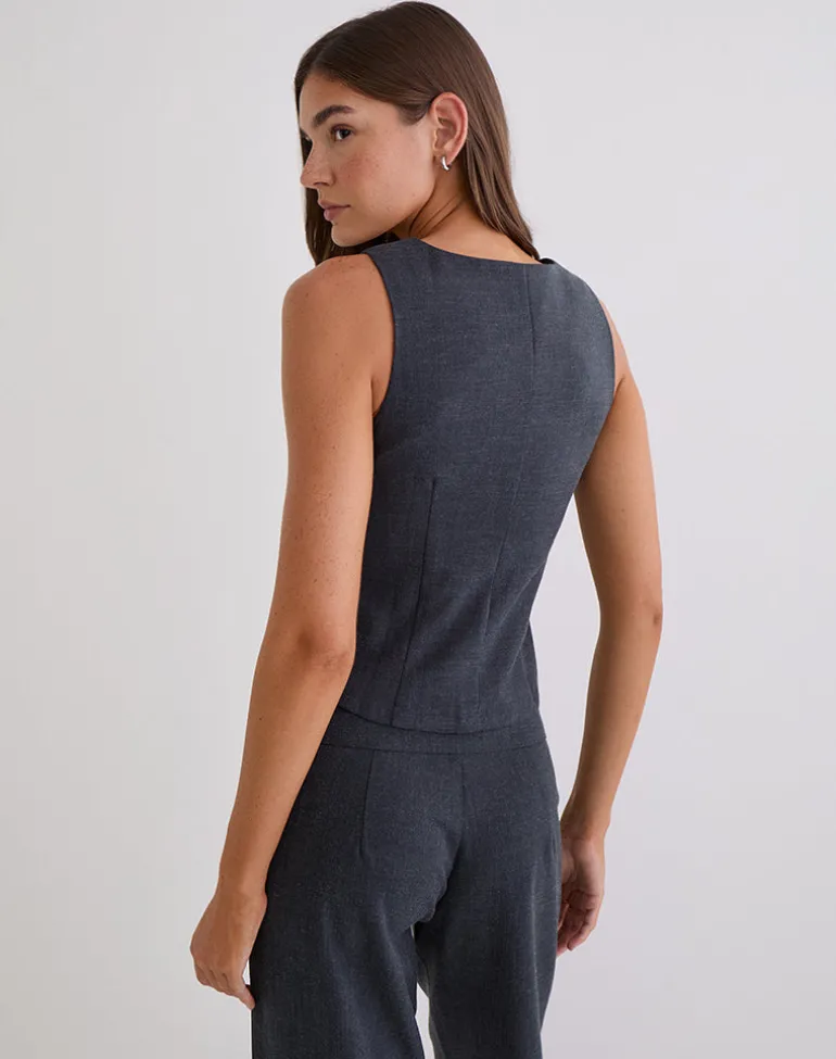 Kariso Corset Top in Tailoring Grey Blue