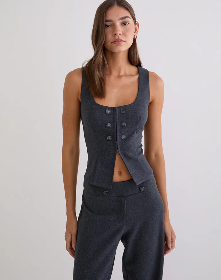 Kariso Corset Top in Tailoring Grey Blue