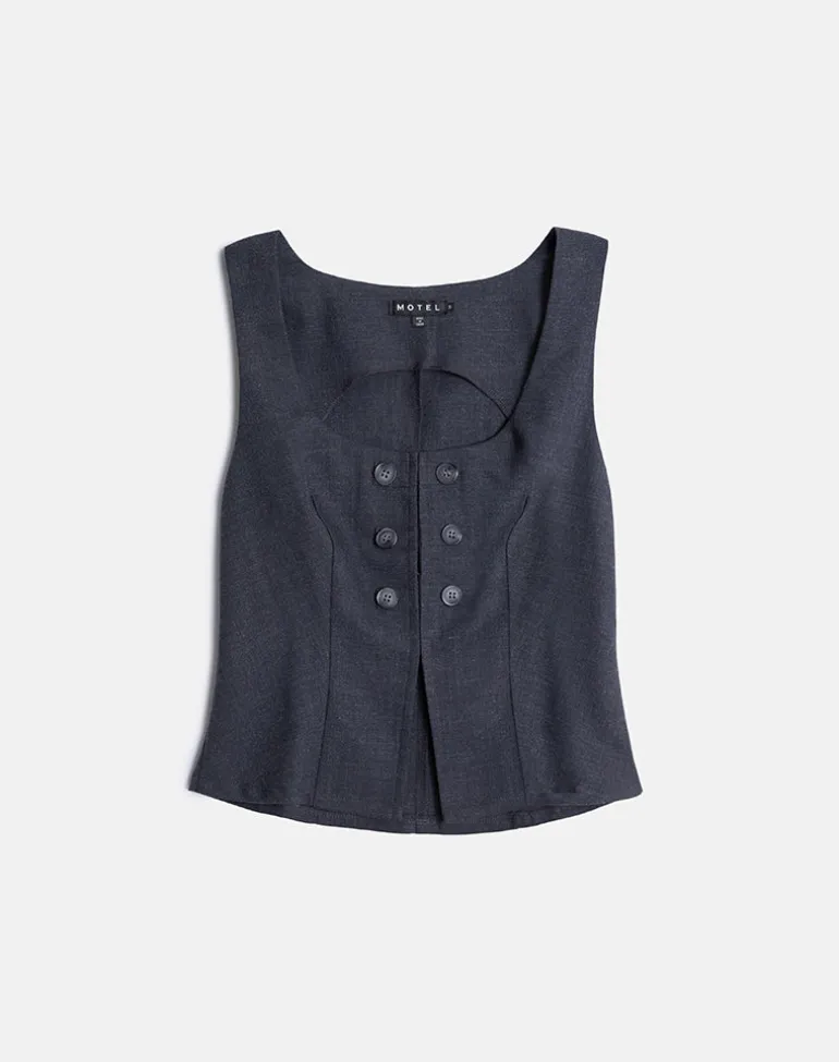 Kariso Corset Top in Tailoring Grey Blue