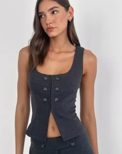Kariso Corset Top in Tailoring Grey Blue