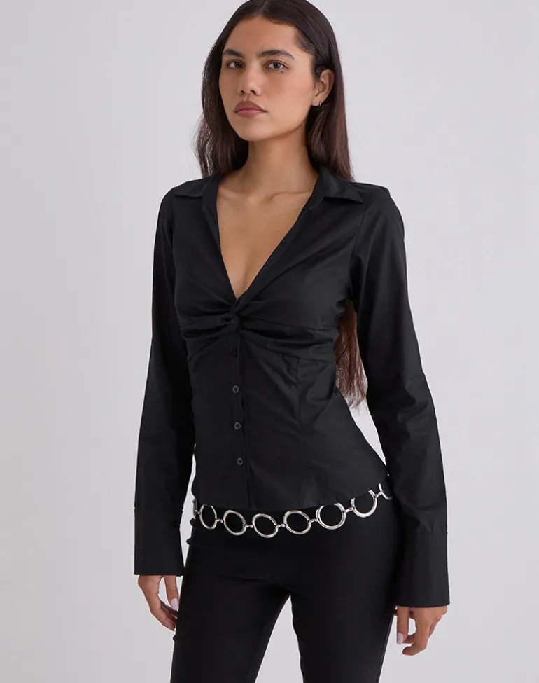 Karis Shirt in Poplin Black