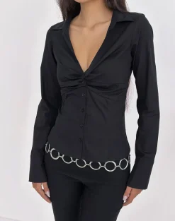 Karis Shirt in Poplin Black