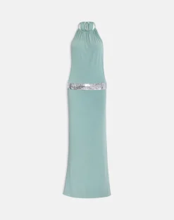 Karuna High Neck Maxi Dress in Aqua Grey