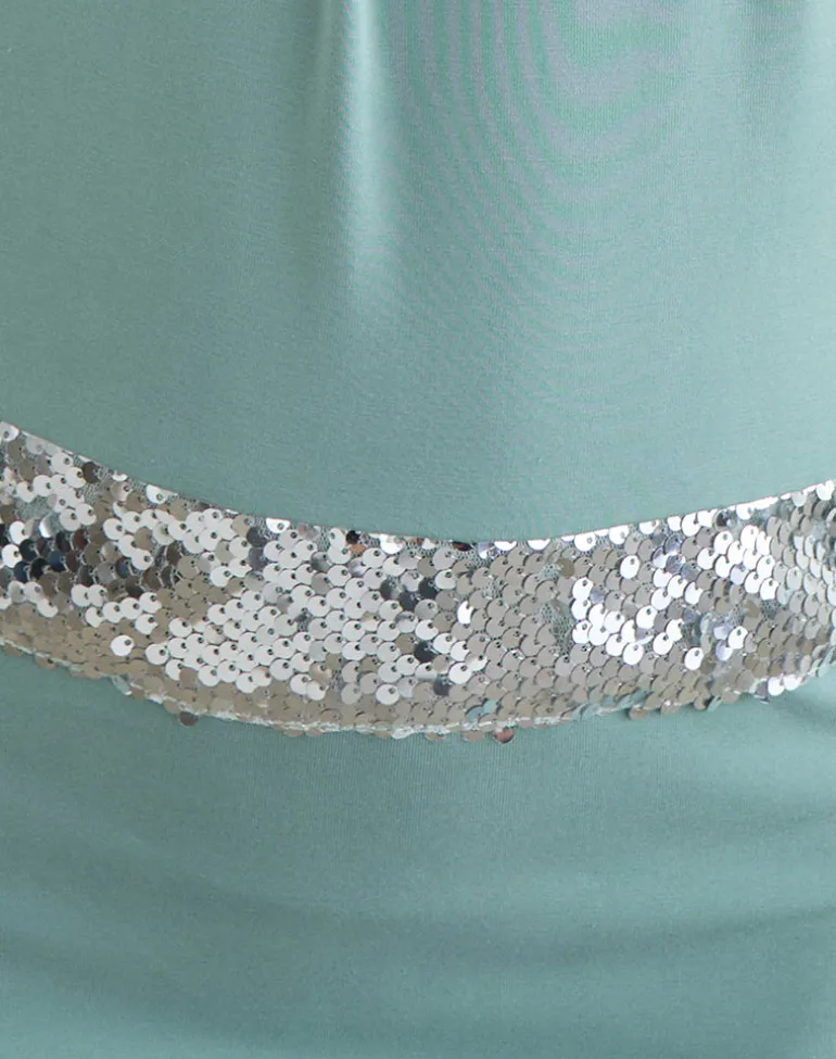 Karuna High Neck Maxi Dress in Aqua Grey