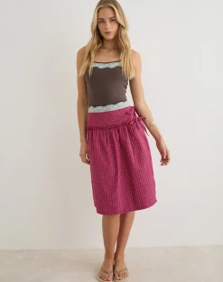 Kasma Skirt in Raspberry Shadow Check