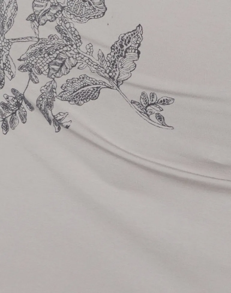 Kausar Off Shoulder Mini Dress in Lace Flower Grey
