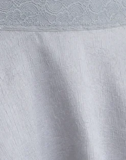 Kavaji Mini Skirt with Lace Trim in Silver Shimmer