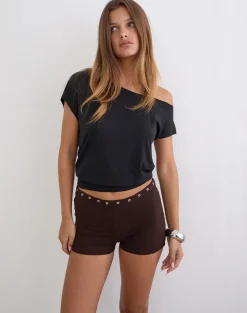 Kento Hot Pant in Bitter Chocolate with Eyelets