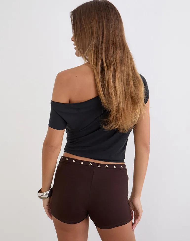 Kento Hot Pant in Bitter Chocolate with Eyelets