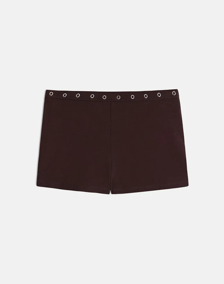 Kento Hot Pant in Bitter Chocolate with Eyelets