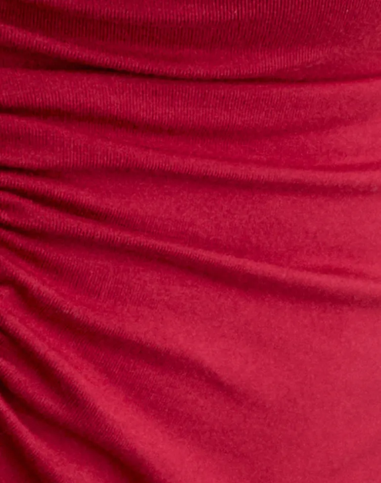 Kepangan Cutout Top in Jersey Adrenaline Red