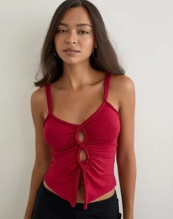 Kepangan Cutout Top in Jersey Adrenaline Red