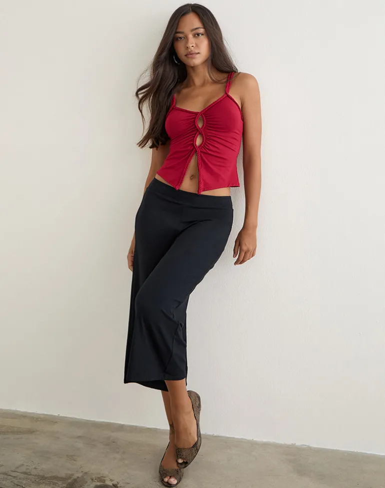 Kepangan Cutout Top in Jersey Adrenaline Red