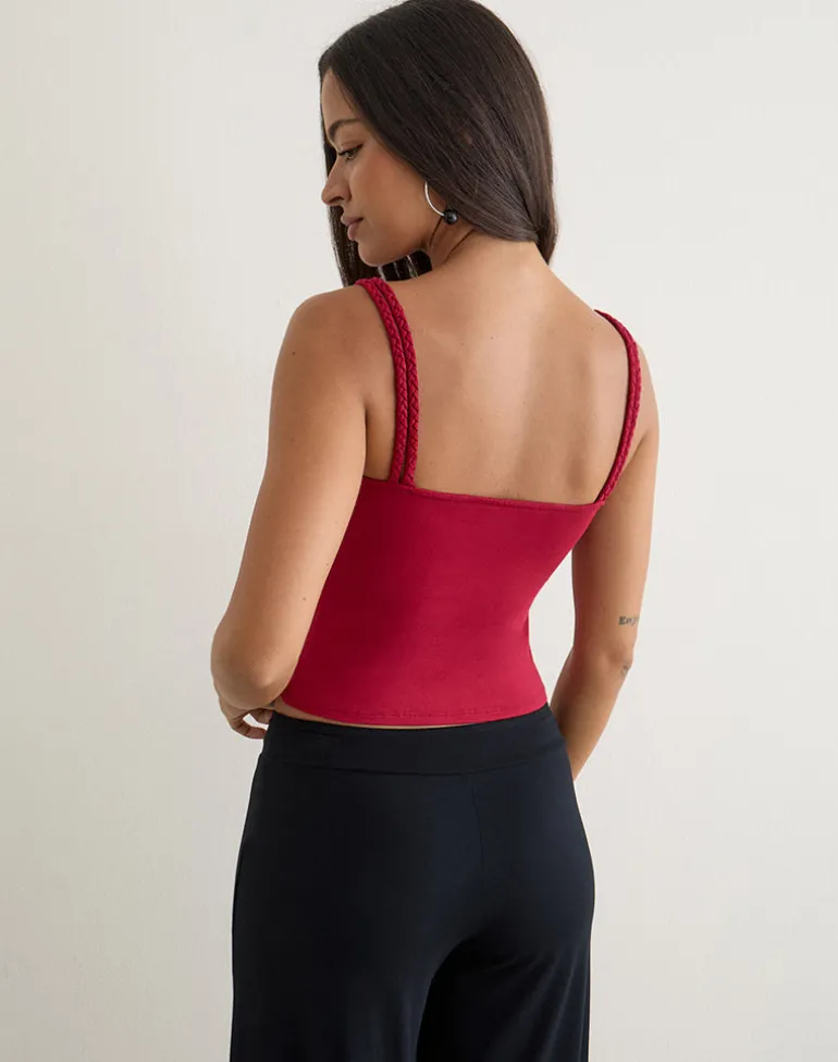 Kepangan Cutout Top in Jersey Adrenaline Red