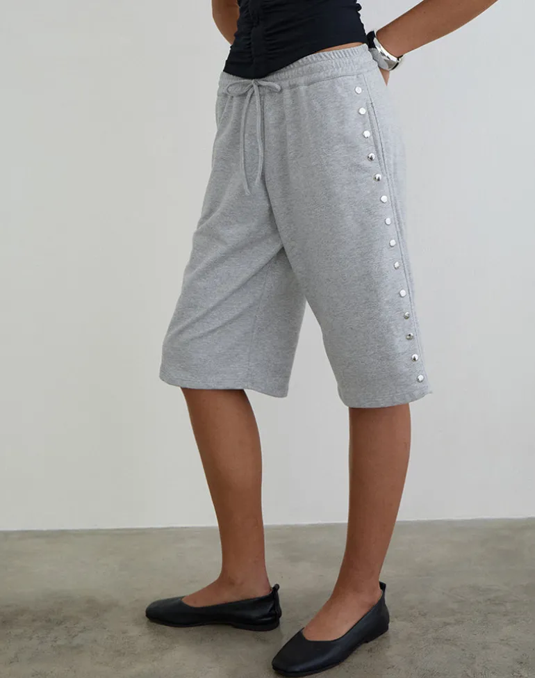 Kether Basketball Studded Short in Grey Marl