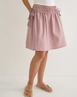 Khimar Gathered Midi Skirt in Poplin Dusty Rose