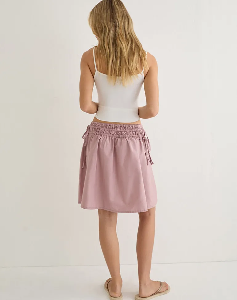 Khimar Gathered Midi Skirt in Poplin Dusty Rose