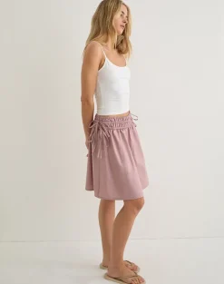 Khimar Gathered Midi Skirt in Poplin Dusty Rose