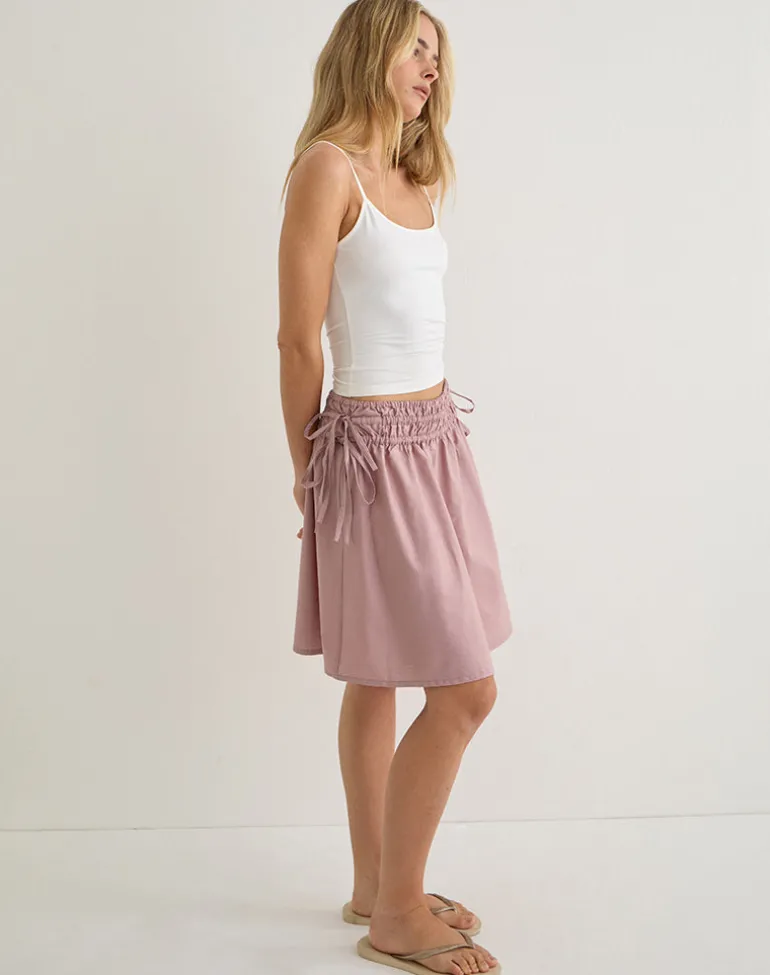 Khimar Gathered Midi Skirt in Poplin Dusty Rose