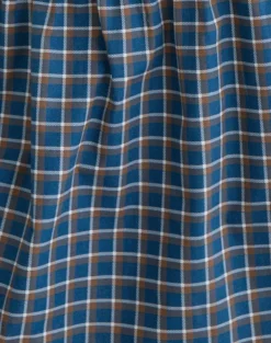 Khimar Gathered Midi Skirt in Medium Tartan Blue
