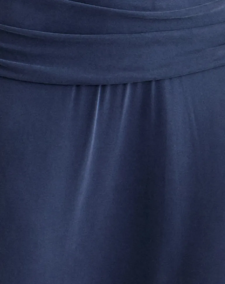 Kiku Maxi Dress in Cupro Navy