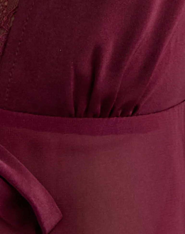 Kilu Top in Satin Chiffon Burgundy