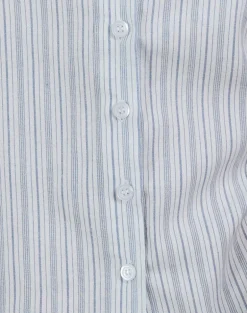 Kitami Shirt in Linen White Blue Stripe