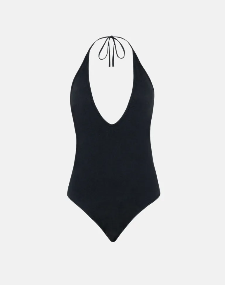 Kitty Deep Plunge Bodysuit in Black