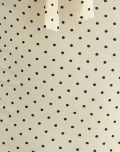 Kline Long Sleeve Tie Front Top in Rayon Jersey Micro Polka Cream