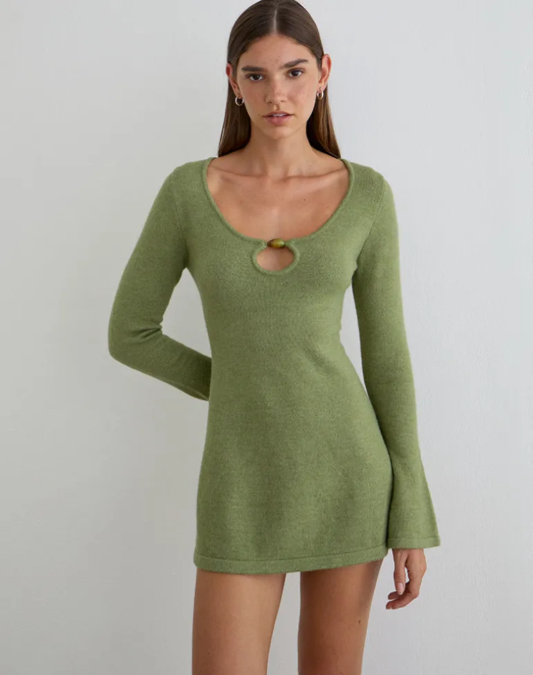 Kodia Mini Dress with Shell in Knit Olive